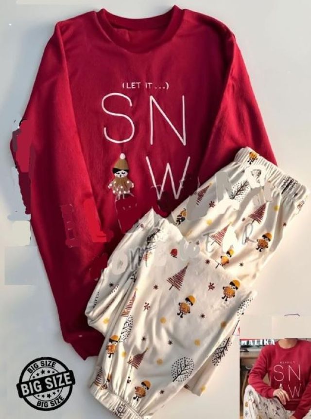 بجامه قطيفه كريسماس احمر غامق